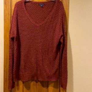 American Eagle V-Neck Rust Knitted Sweater